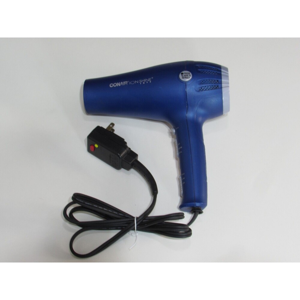 Conair‎ Ion Shine 1875 Hair Dryer Blue Retractable Cord 3 Heat 2 Speed Settings